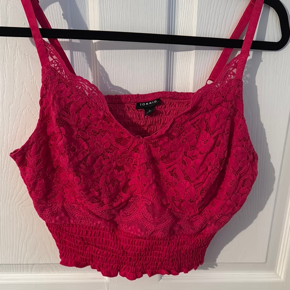 Torrid Fuchsia Lace Crop Top
